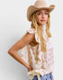 Ivory Floral Ruffle Sleeve Cotton Top
