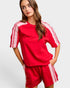 Red & Blush Contrast Sleeve Tee