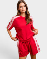 Red & Blush Contrast Sleeve Tee