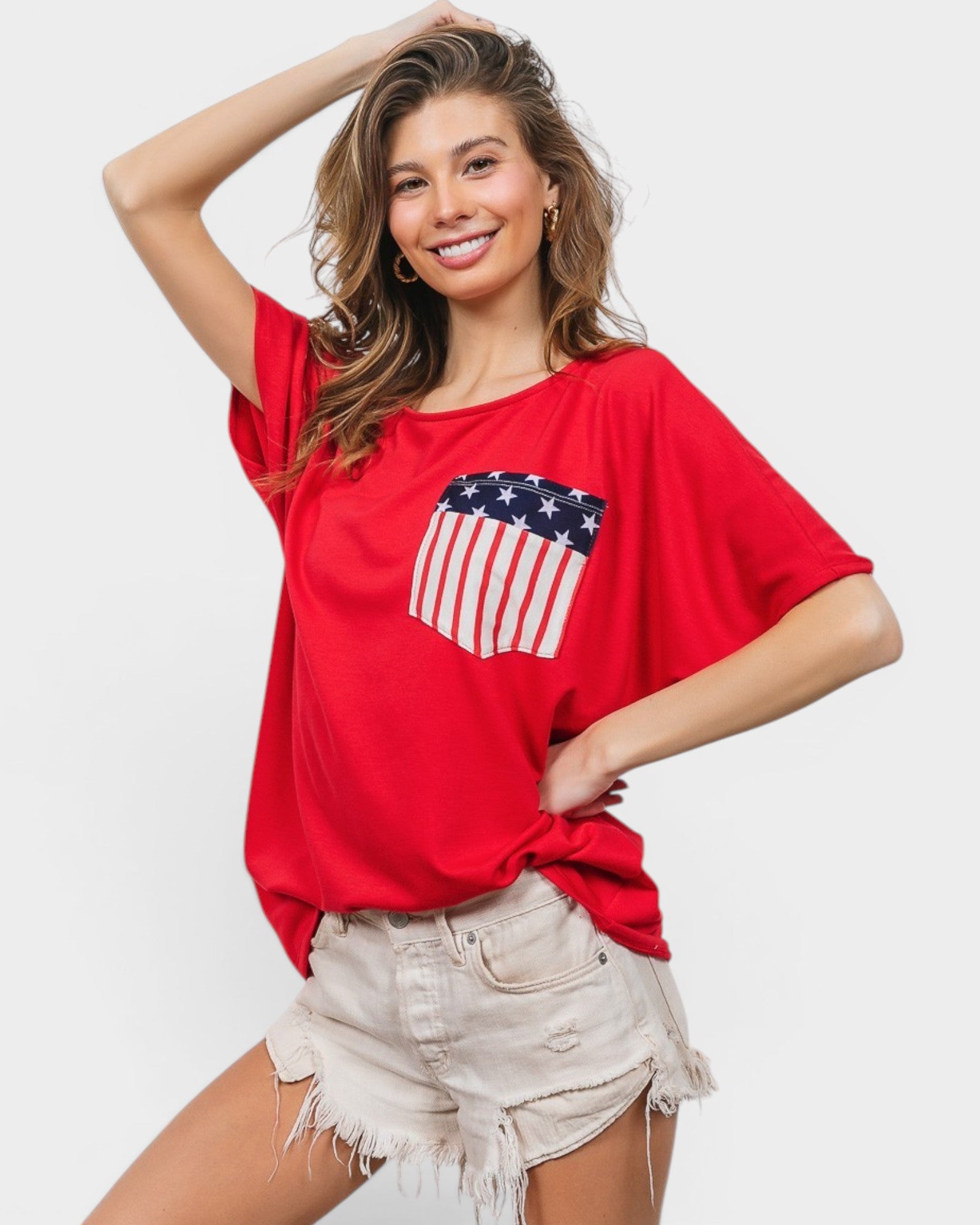Red Americana Pocket Tee