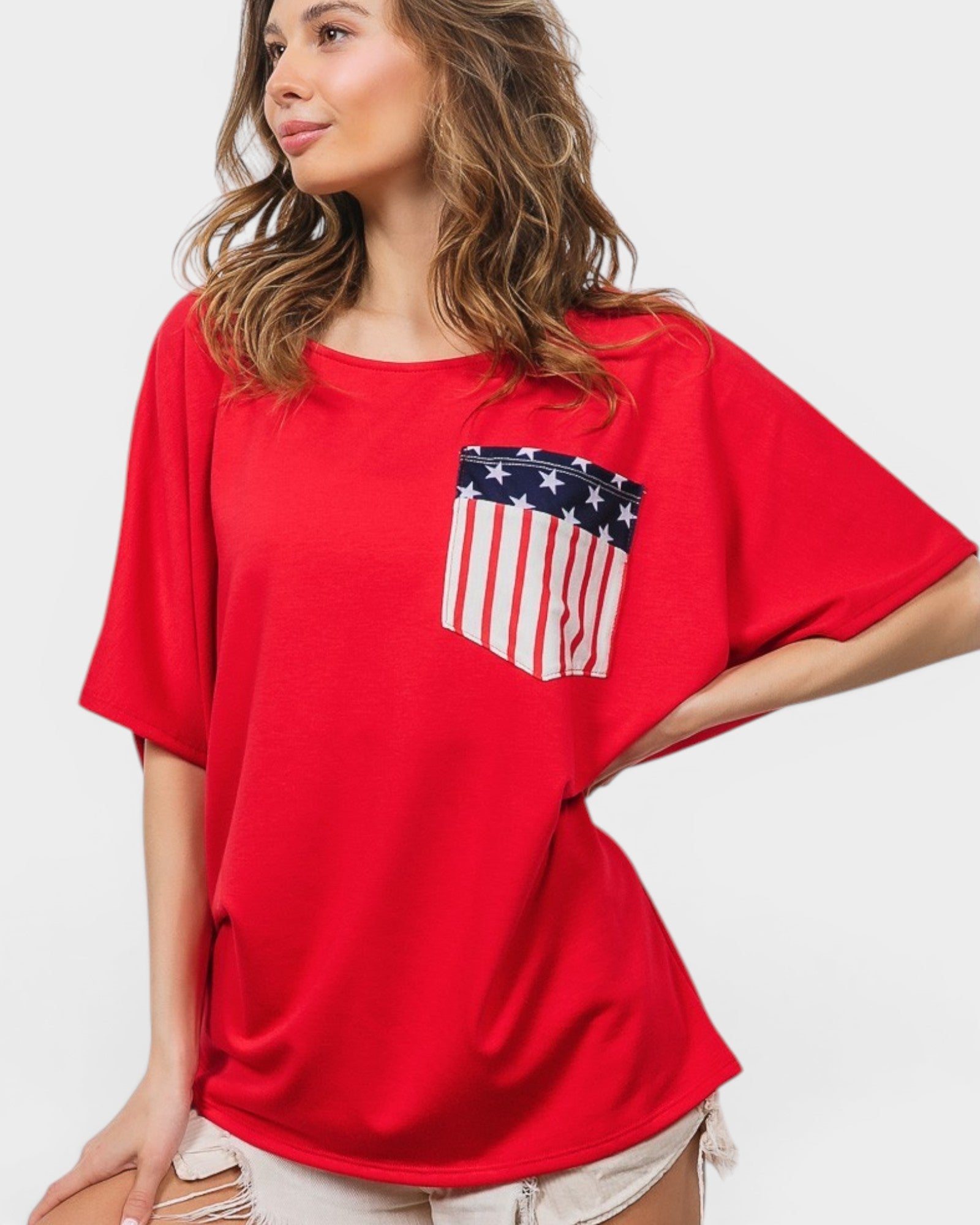 Red Americana Pocket Tee