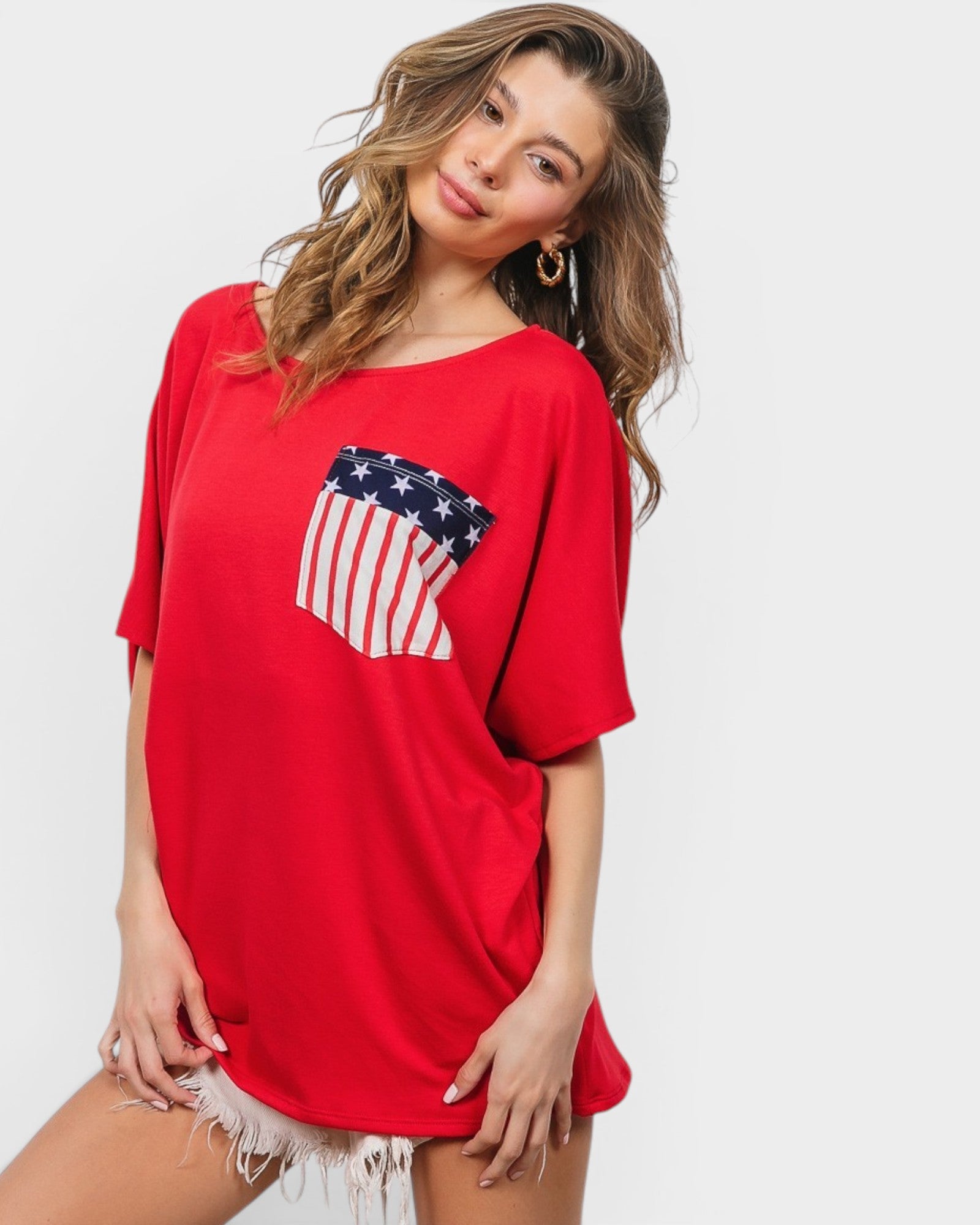 Red Americana Pocket Tee