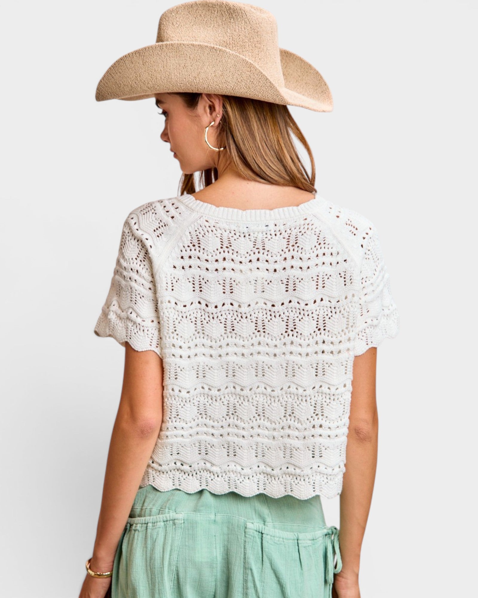 Ivory Tie Front Open Knit Cardigan