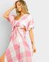 Pink & White Checkered Midi Dress