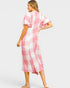 Pink & White Checkered Midi Dress