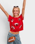 Red Sequin Football Short Sleeve Sweater