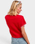 Red Sequin Football Short Sleeve Sweater
