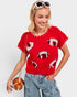 Red Sequin Football Short Sleeve Sweater