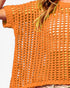 Haut en tricot crocheté à manches courtes en orange