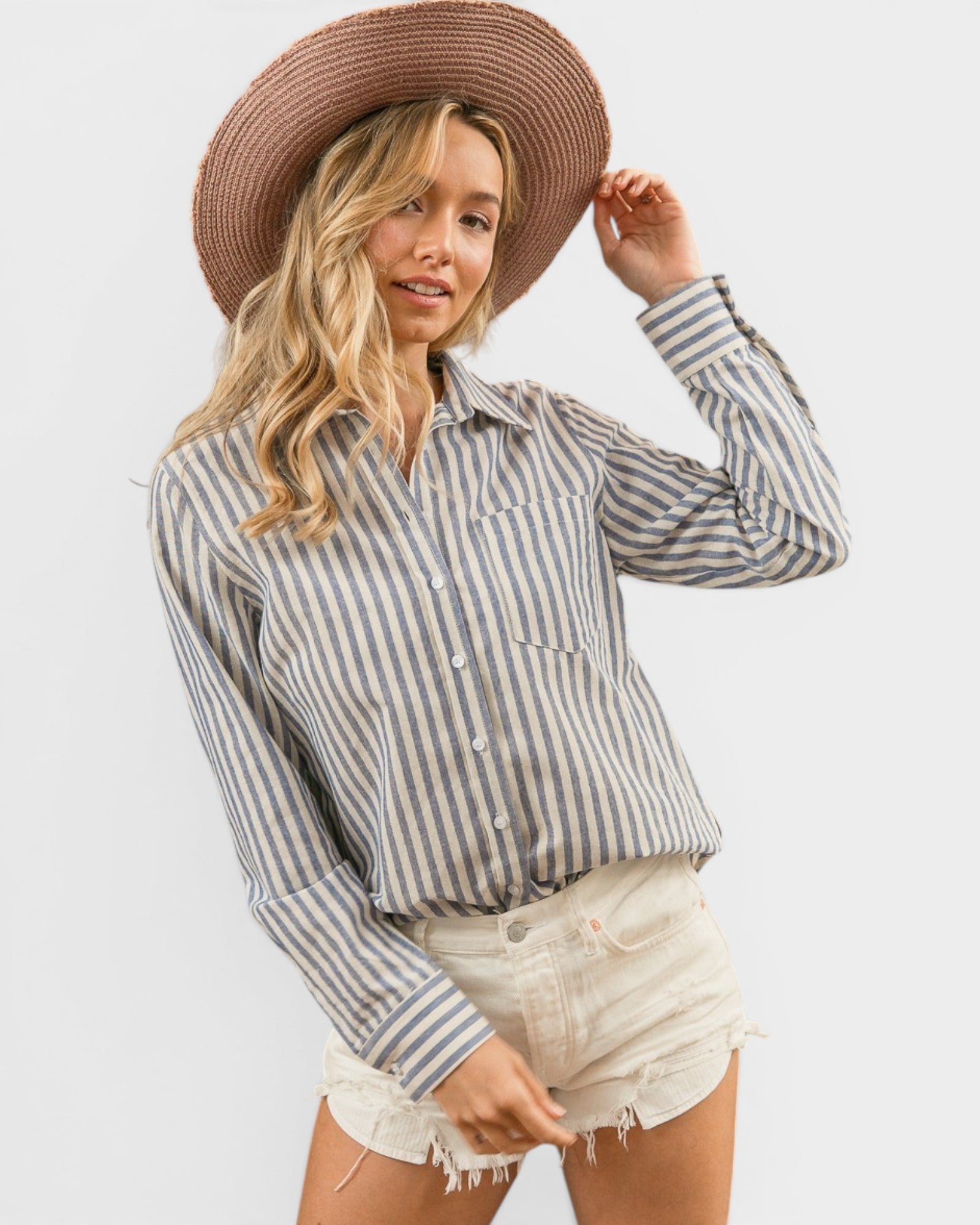 Blue Stripe Button-Up Shirt