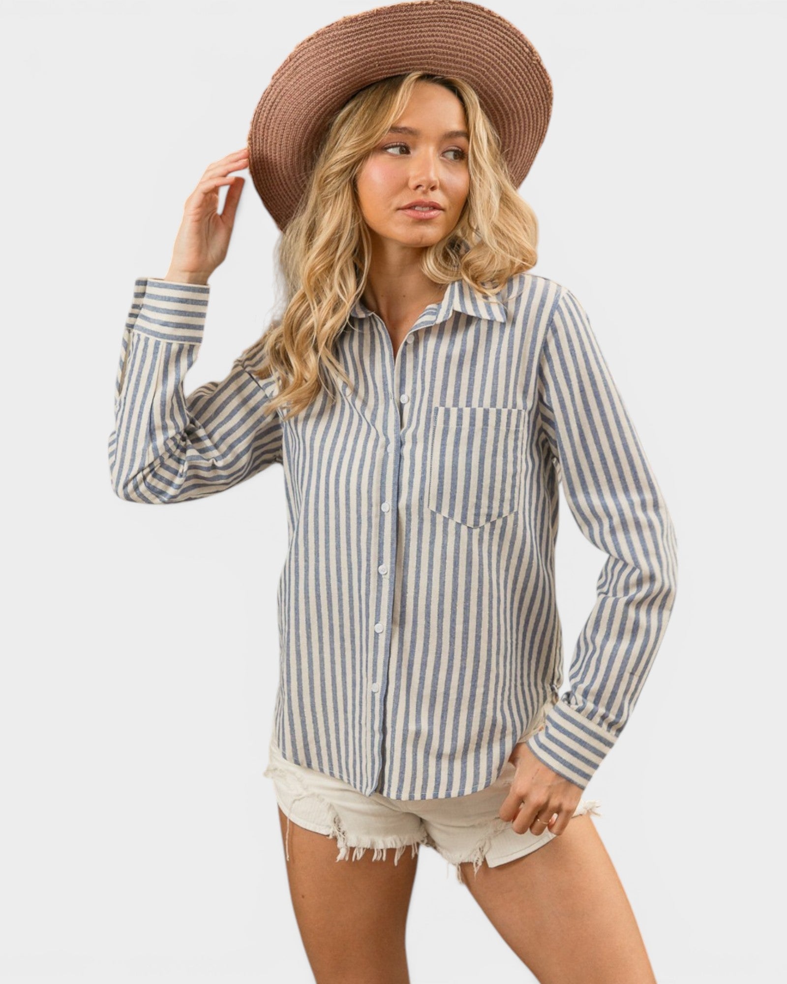 Blue Stripe Button-Up Shirt