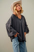 Charcoal V-Neck Oversized Sweatshirt