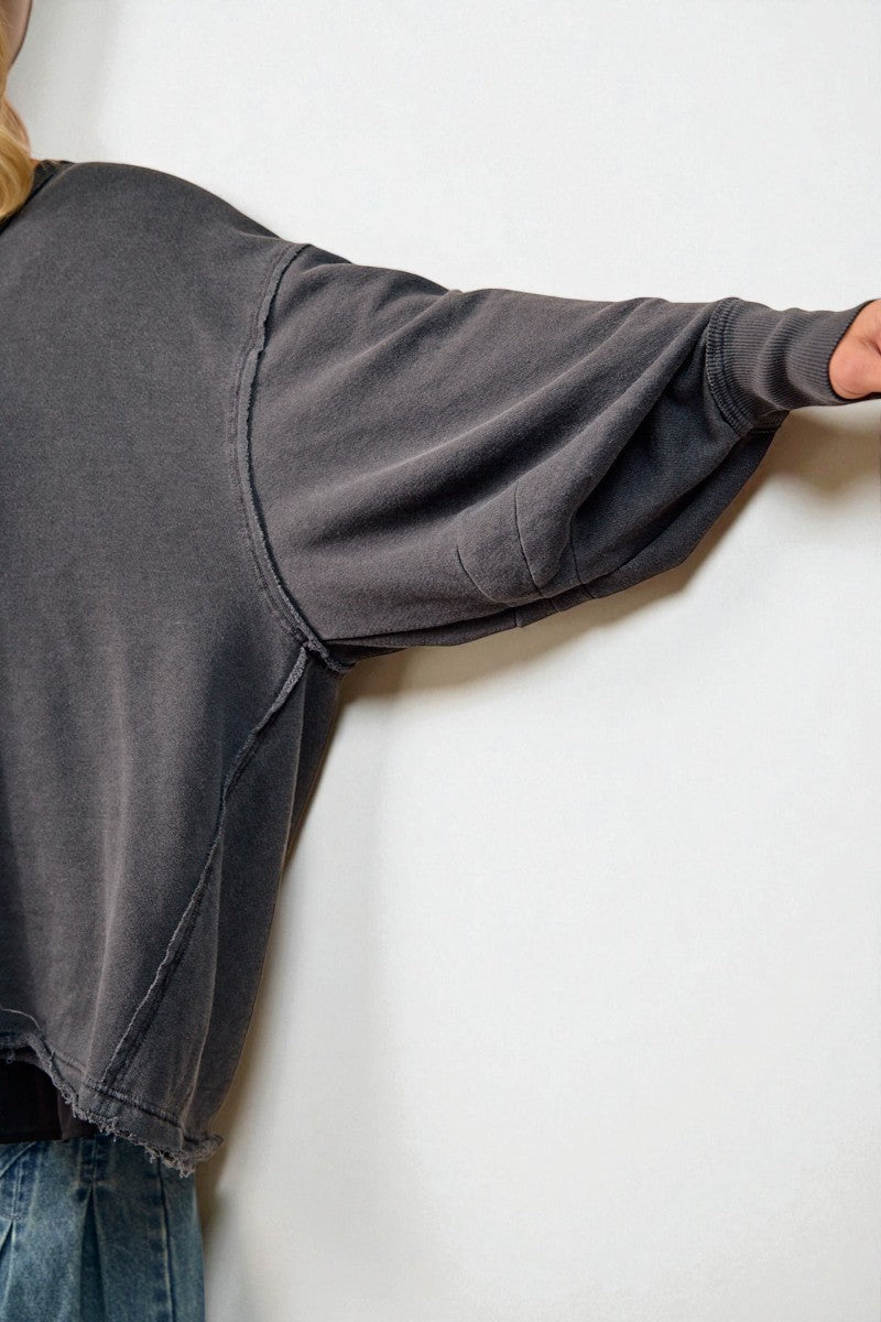 Charcoal V-Neck Oversized Sweatshirt