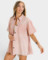 Blush Pink Leopard Print Button Front Shirt