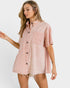 Blush Pink Leopard Print Button Front Shirt