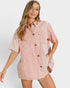 Blush Pink Leopard Print Button Front Shirt