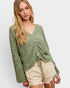 Sage Crochet Ruched Sweater Top