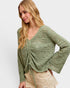 Sage Crochet Ruched Sweater Top