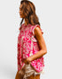 Pink Printed Ruffle Sleeve Blouse