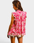 Pink Printed Ruffle Sleeve Blouse