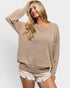 Taupe Textured V-Neck Sweater