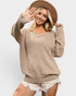 Taupe Textured V-Neck Sweater