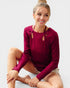 Berry Rib Knit Cutout Tie Neck Top