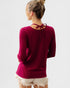 Berry Rib Knit Cutout Tie Neck Top
