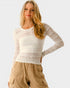 Ivory Sheer Lace Long Sleeve Top