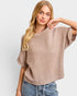 Washed Mocha Cotton Short Sleeve Sweater