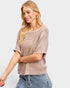 Washed Mocha Cotton Short Sleeve Sweater