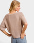 Washed Mocha Cotton Short Sleeve Sweater