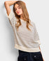 Cream & Gray Stripe Knit Sweater