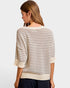 Cream & Gray Stripe Knit Sweater
