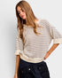 Cream & Gray Stripe Knit Sweater