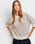 Cream & Gray Stripe Knit Sweater