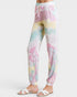 Pastel tie-dye jogger pants on a white background