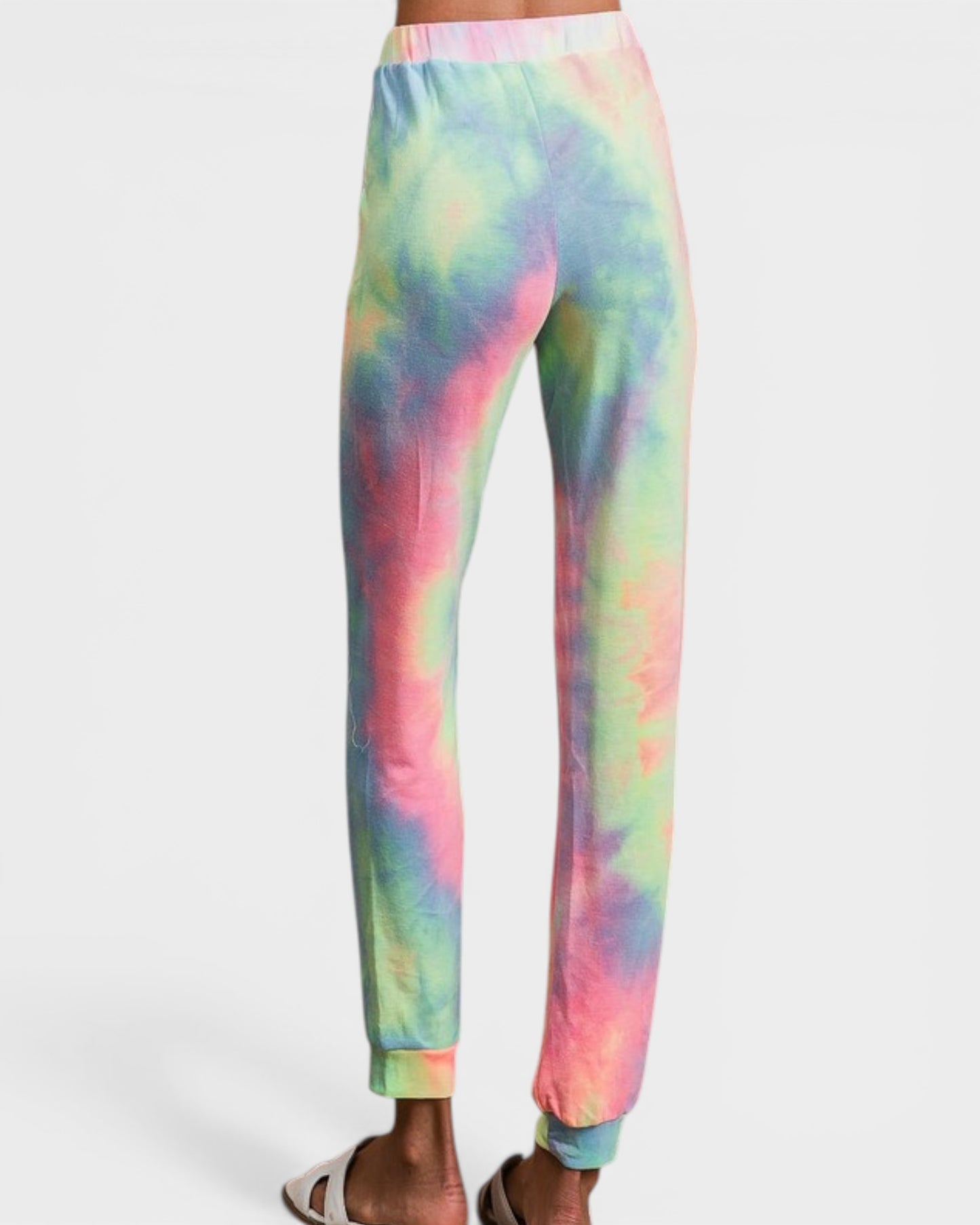 Tie-dye sweatpants on a white background