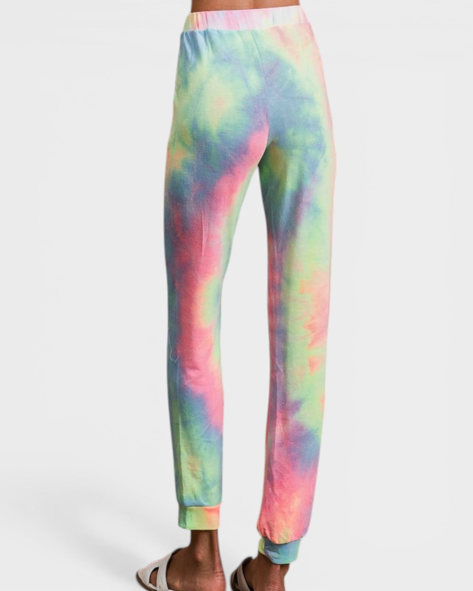 Tie-dye sweatpants on a white background