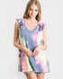 Pastel Tie Dye Ruffle Shoulder Tank Top