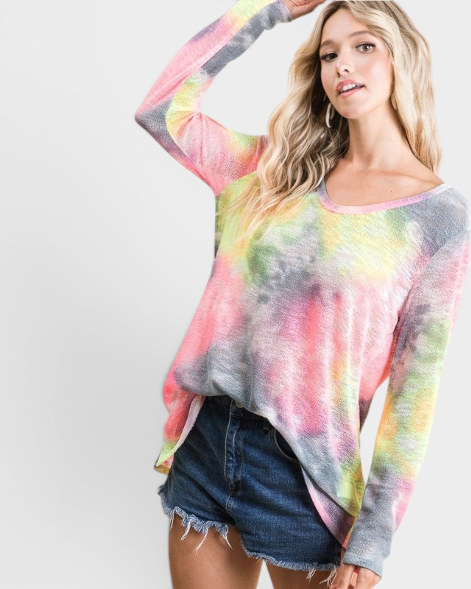 Pastel Tie-Dye V-Neck Top