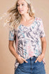 Ivory & Charcoal Tie-Dye Scoop Neck Tee