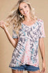 Ivory & Charcoal Tie-Dye Scoop Neck Tee