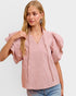 Rose Stripe Ruffle Sleeve Blouse