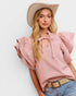 Rose Stripe Ruffle Sleeve Blouse