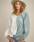 Ivory & Sage Colorblock Twist Front Top