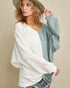 Ivory & Sage Colorblock Twist Front Top