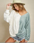Ivory & Sage Colorblock Twist Front Top