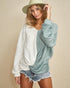 Ivory & Sage Colorblock Twist Front Top