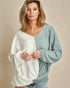 Ivory & Sage Colorblock Twist Front Top